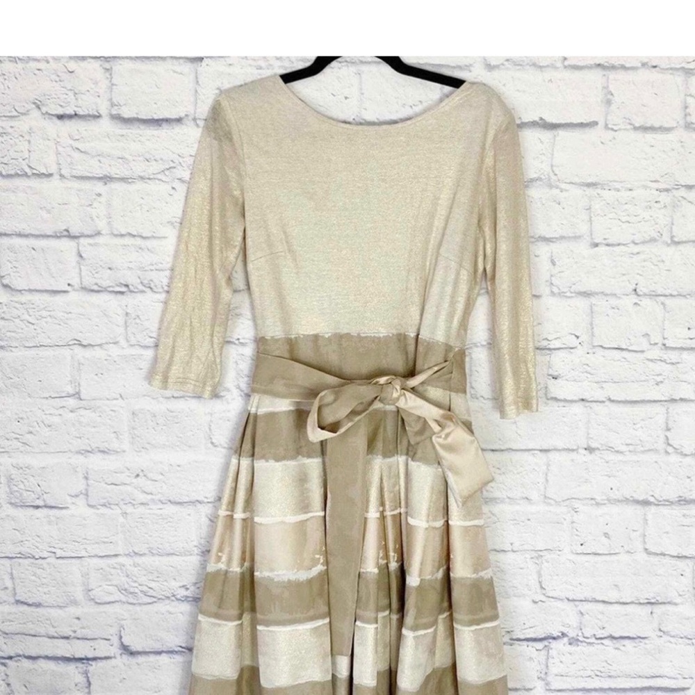 Sara Campbell Windswept gold linen blend tie waist dress